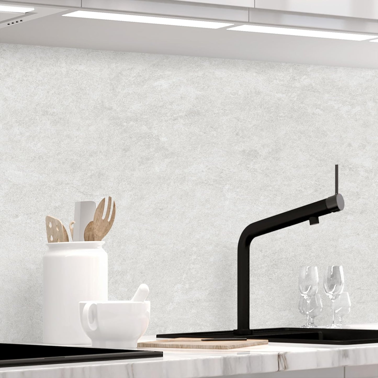 Stickerprofis Kitchen Splashback, Matte, Self-Adhesive, Pure White, 1.8 mm, Hard Plastic, for All Surfaces, Splash Guard, Premium, 60 x 280 cm