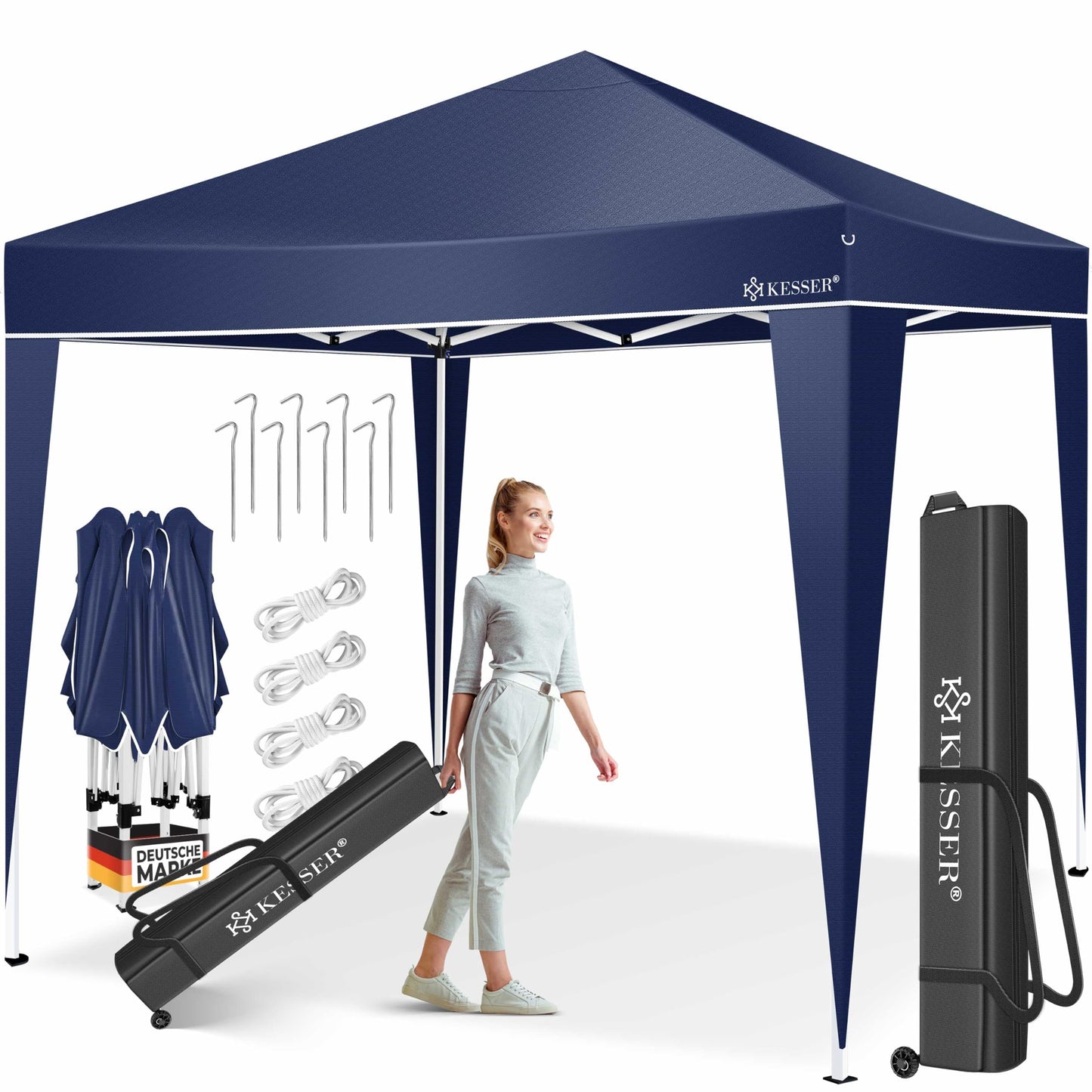 KESSER® Folding Gazebo 3 x 3 m with LED Lighting, Pop-Up Garden Gazebo, Height Adjustable, Stable, Waterproof, Winterproof, Party Tent, Marquee, UV Protection 50+, Includes Remote Control and Bag