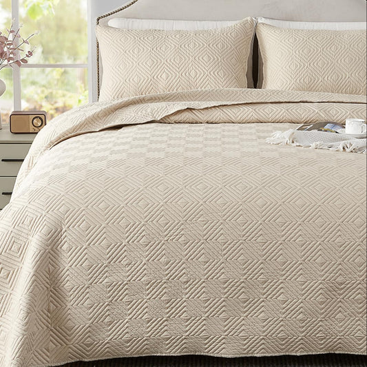 Qucover Tagesdecke Bettüberwurf 220x240cm Grün, Bedspreads aus Mikrofaser, Bettüberwuf Set mit 2 Kissenbezügen 50x75cm,Steppdecke bei 3D-Ultraschal genäht, Sofaüberwurf Bettüberwurf Überwurfdecke