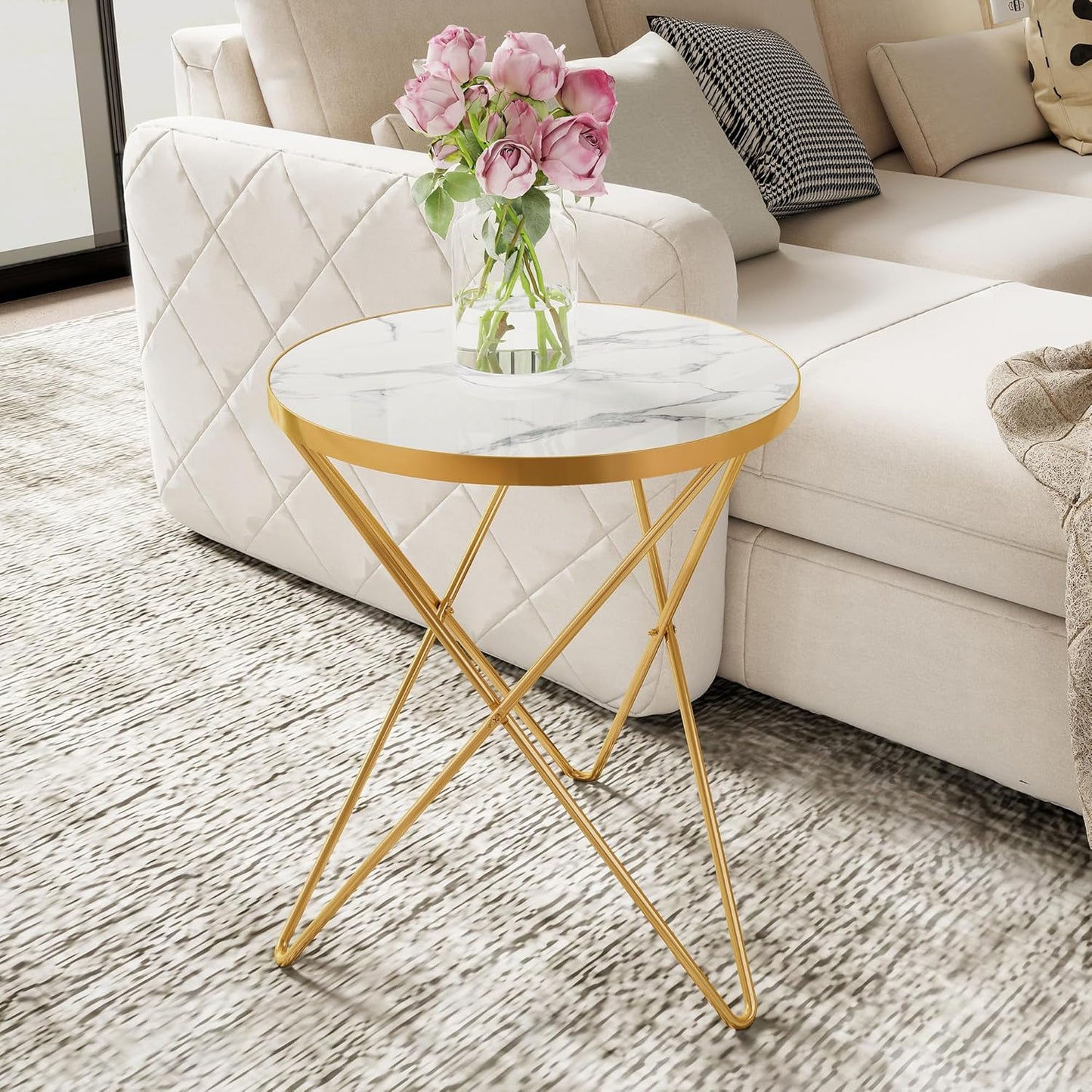 Coffee Table Side Table Round Black Green Living Room Table Sofa Table for Living Room Garden Balcony Bedroom Table Round Modern Plant Table Outdoor with Marble Pattern