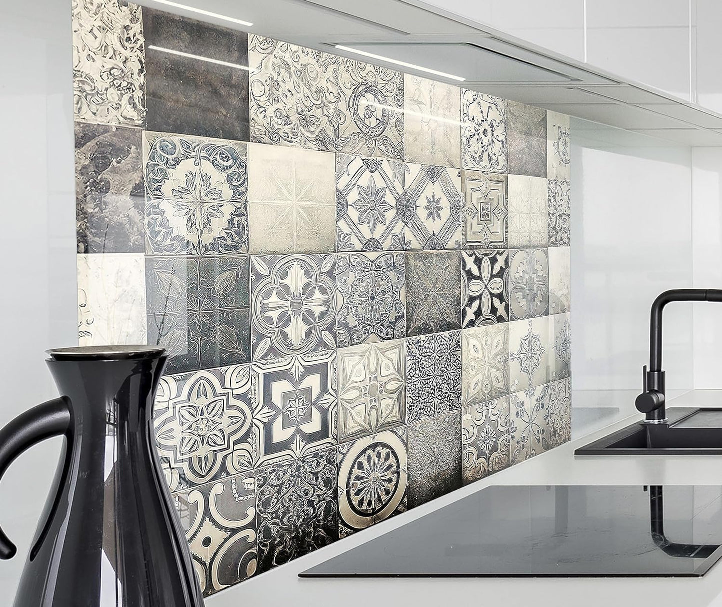 timalo Stove Splash Guard Wall Sink, Kitchen Back Wall Glass Look Acrylic Glass 2 mm Glass Back Wall Acrylic Glass Kitchen Panels Back Wall Protection Plate 60 x 40 cm Herbs Spices Text Guten Appetit