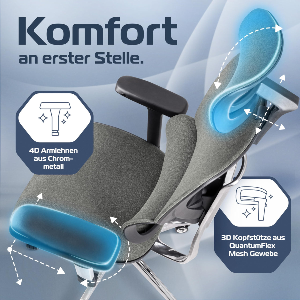 CLOUVOU BrightSeat Ergonomic Office Chair [Test Winner] Desk Chair 100% Individually Adjustable Office Chair & Gaming Chair Computer Chair Home Office Chair Ergonomic Swivel Chair 150 kg