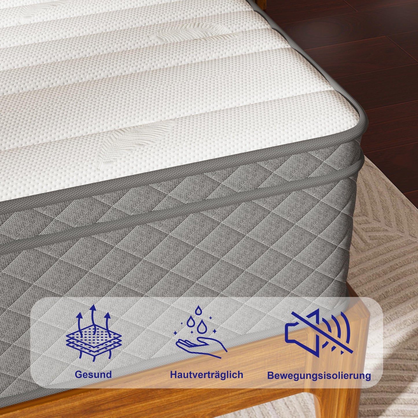 MOLPHIT Mattress 140 x 200 cm, Height 25 cm, Oeko-Tex Certified, Hardness H3 and H4, 7-Zone Pocket Spring Mattress with Comfort Foam, Fabric with Soft, Durable and Skin-Friendly, 140 x 200 x 25 cm