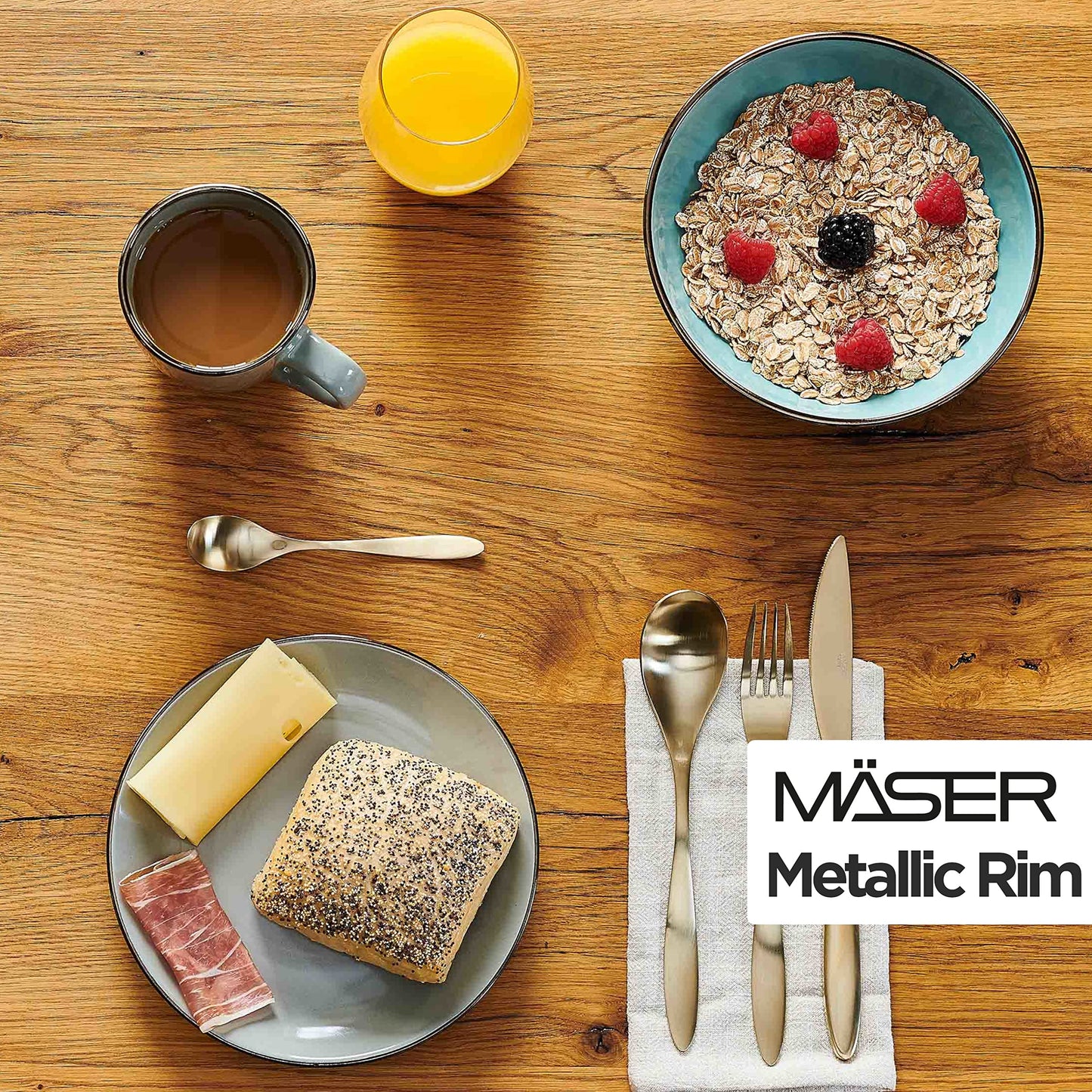 MÄSER 931626 Metallic Rim, Modern Crockery Set