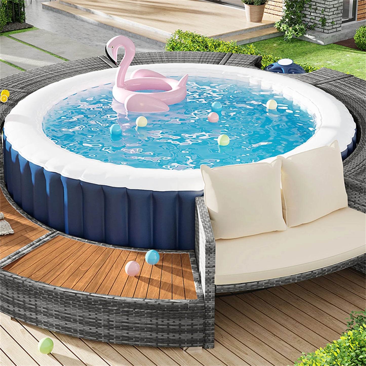 Garden Furniture Set garden Lounge Set Lounge Set Round Couch garden Pool Area Pool Coverage Including Pillows Furniture for