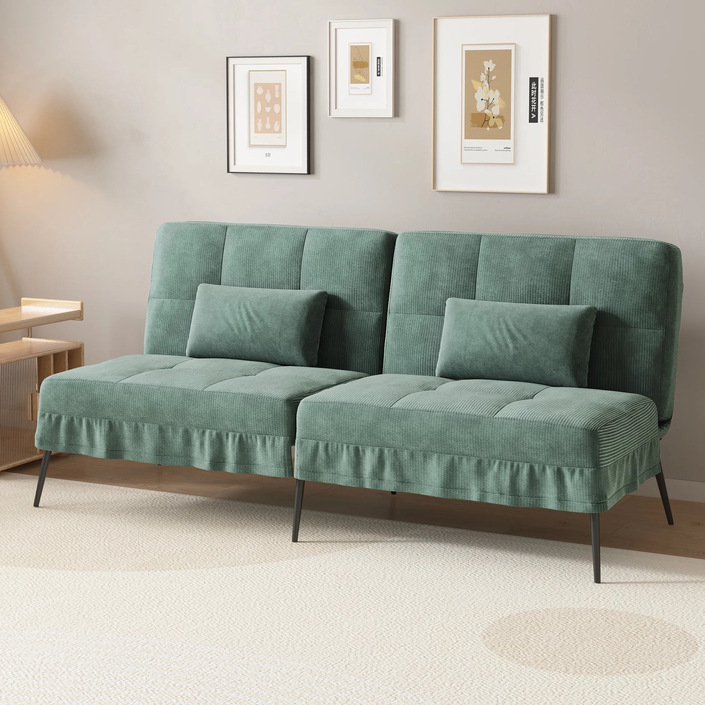 COMHOMA Fold-out Futon Cover Sofa Sleeper Sleeper Fits Corner Sofa 3-Seater Guest Sofa with Adjustable Backrest fabric