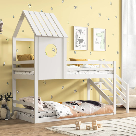 Rosahqnda children's bunk bed 90x200 cm with crash protection and slatted frame