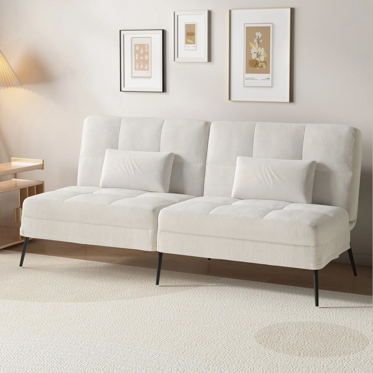 COMHOMA Fold-out Futon Cover Sofa Sleeper Sleeper Fits Corner Sofa 3-Seater Guest Sofa with Adjustable Backrest fabric