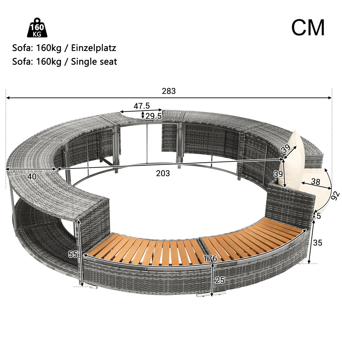 Garden Furniture Set garden Lounge Set Lounge Set Round Couch garden Pool Area Pool Coverage Including Pillows Furniture for