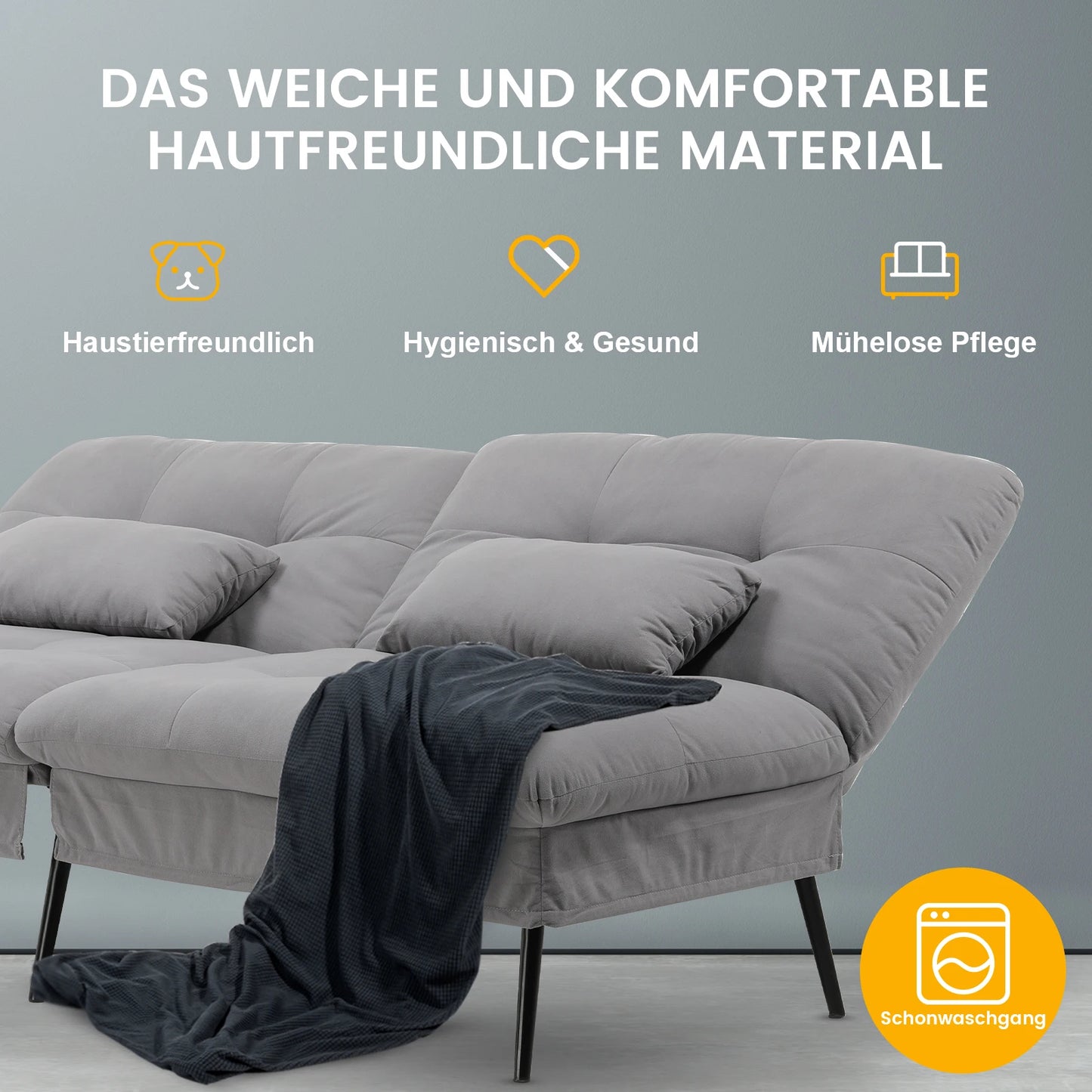 COMHOMA Fold-out Futon Cover Sofa Sleeper Sleeper Fits Corner Sofa 3-Seater Guest Sofa with Adjustable Backrest fabric