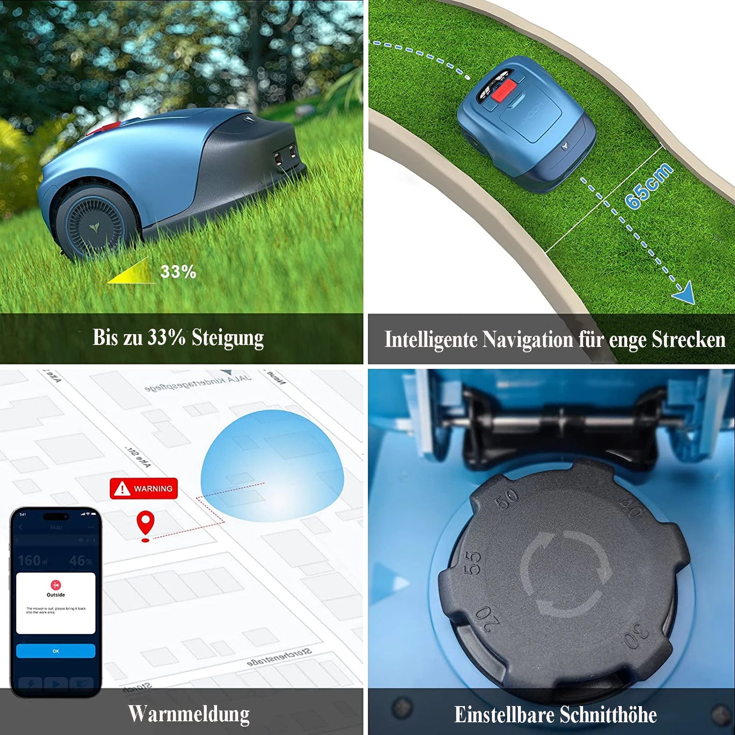 Hookii lawn robot mower cutting the AI logic system, 4400 mAh high-charging battery and charging station, up to 1000 m² lawn