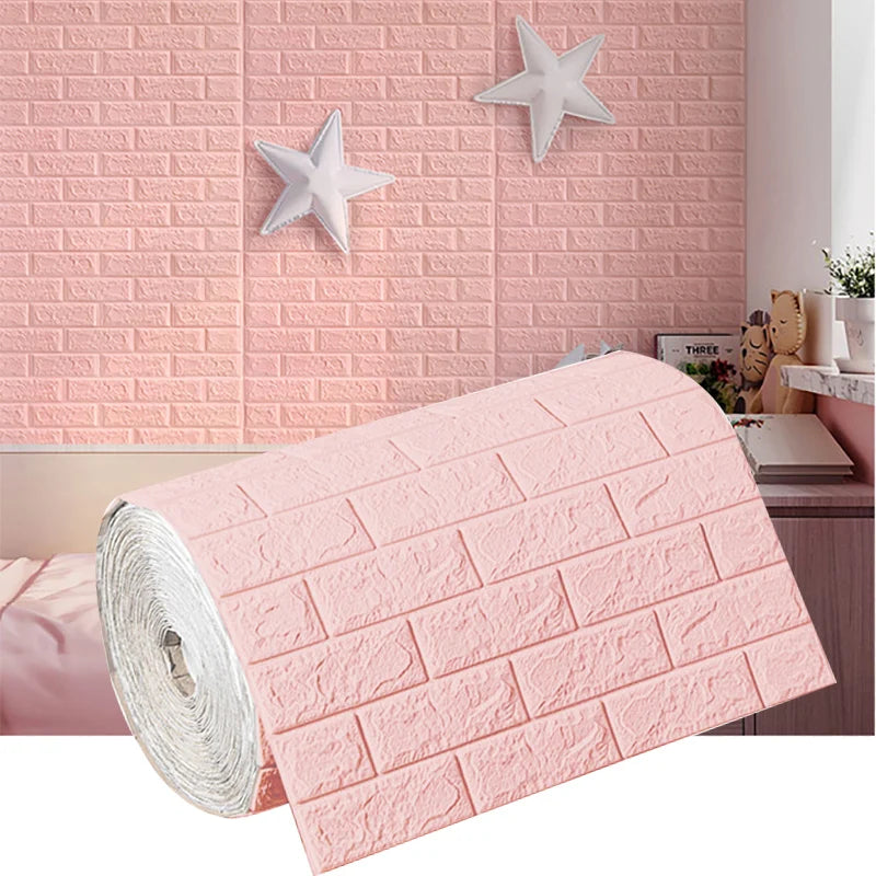 70cmx1m Waterproof and Moisture-proof Self-adhesive DIY Wallpaper Living Room 3D Imitation Brick Bedroom Home Decoration