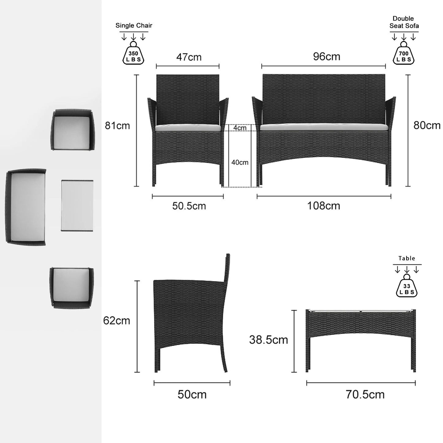Bigzzia Outdoor furniture Set Home 4PCs Patio Rattan furniture sofa Weaving Wicker Corner Sofa Couch Patio Furnitures Garden