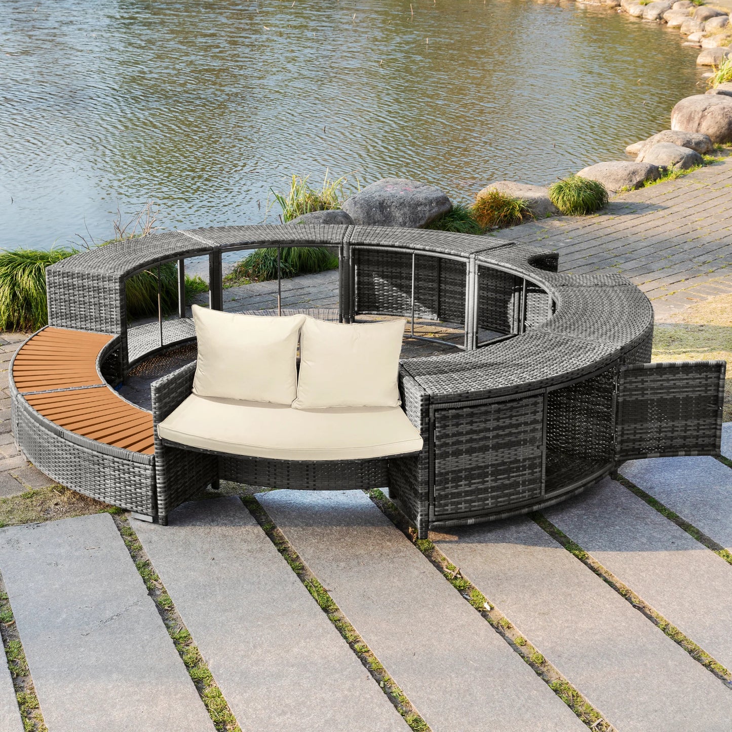 Garden Furniture Set garden Lounge Set Lounge Set Round Couch garden Pool Area Pool Coverage Including Pillows Furniture for