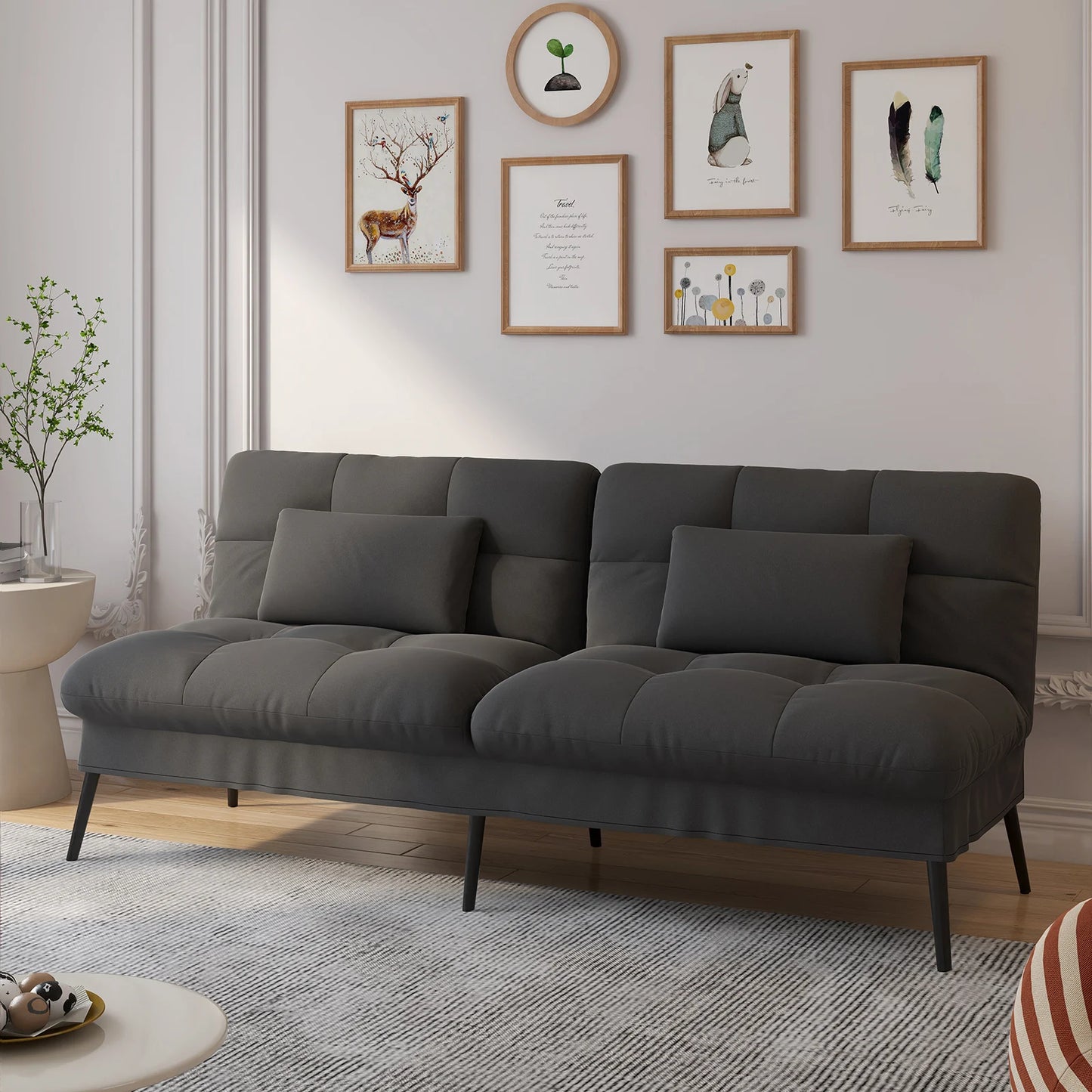 COMHOMA Fold-out Futon Cover Sofa Sleeper Sleeper Fits Corner Sofa 3-Seater Guest Sofa with Adjustable Backrest fabric