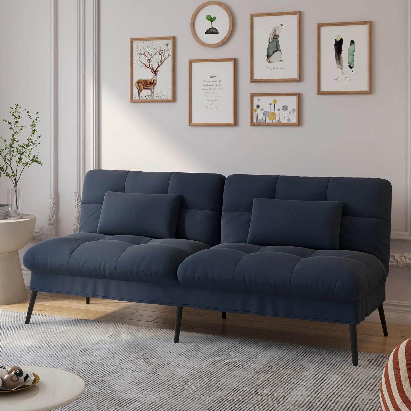 COMHOMA Fold-out Futon Cover Sofa Sleeper Sleeper Fits Corner Sofa 3-Seater Guest Sofa with Adjustable Backrest fabric