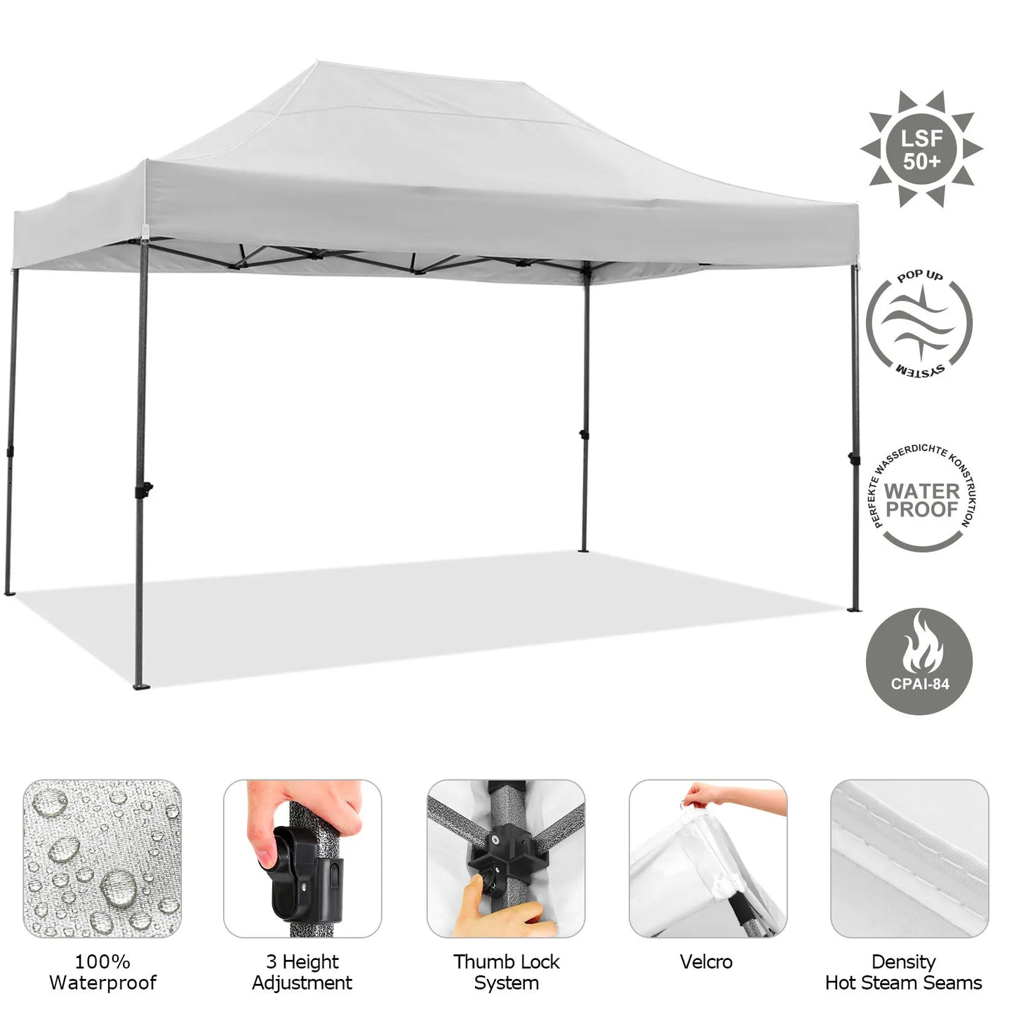 3x4.5m Pop up Canopy Tent Gazebo Outdoor Party Canopy Tent Sun Shelter For Wedding Party Wind & Waterproof Gazebo With Carry Bag