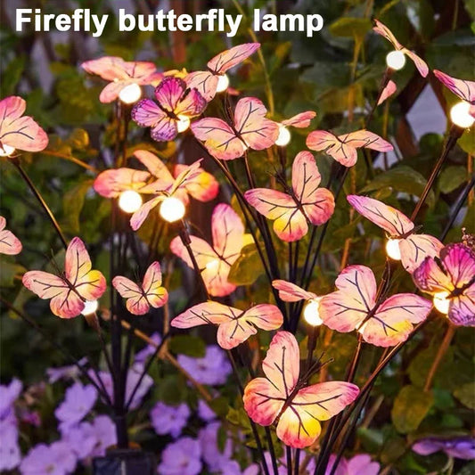 Solar Butterfly LED Fairy Lights Outdoor Waterproof Firefly String Lights For Garden Lawn Yard Decor Wedding Party Warm White