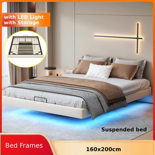 Anajqaqia Upholstered Bed with Storage , with Light, 160x200cm