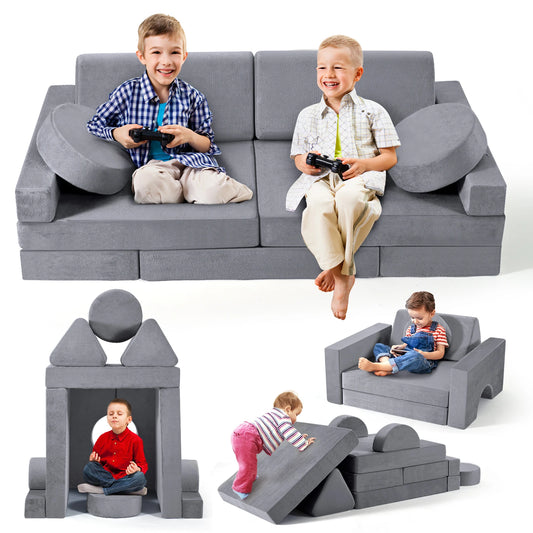 14PCS Kids Sofa Set, Stackable Foam Building Blocks For Boys And Girls, Kids Play Sofa For Sleeping Corner And Playroom Indoor