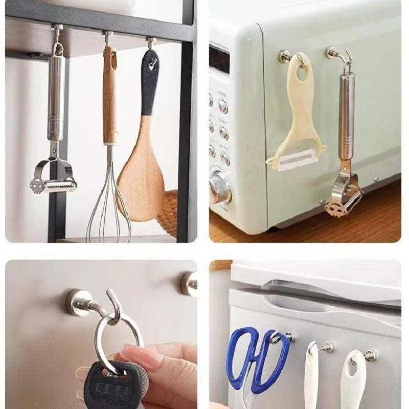 10PCS Strong Magnet Hooks Multi-Purpose Storage Hooks Home Kitchen Bar Key Universal Hooks Bathroom Hangers