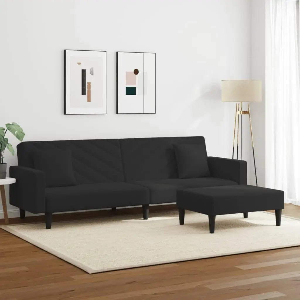 Cozy Black Velvet Sofa Set with Cushions Stylish Living Room Furniture