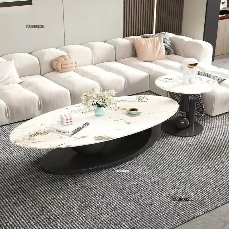 Modern Aesthetic Oval Coffee Tables Nordic Design Metal Modern Coffee Table Hotel Living Room Low Table Furniture for Home r