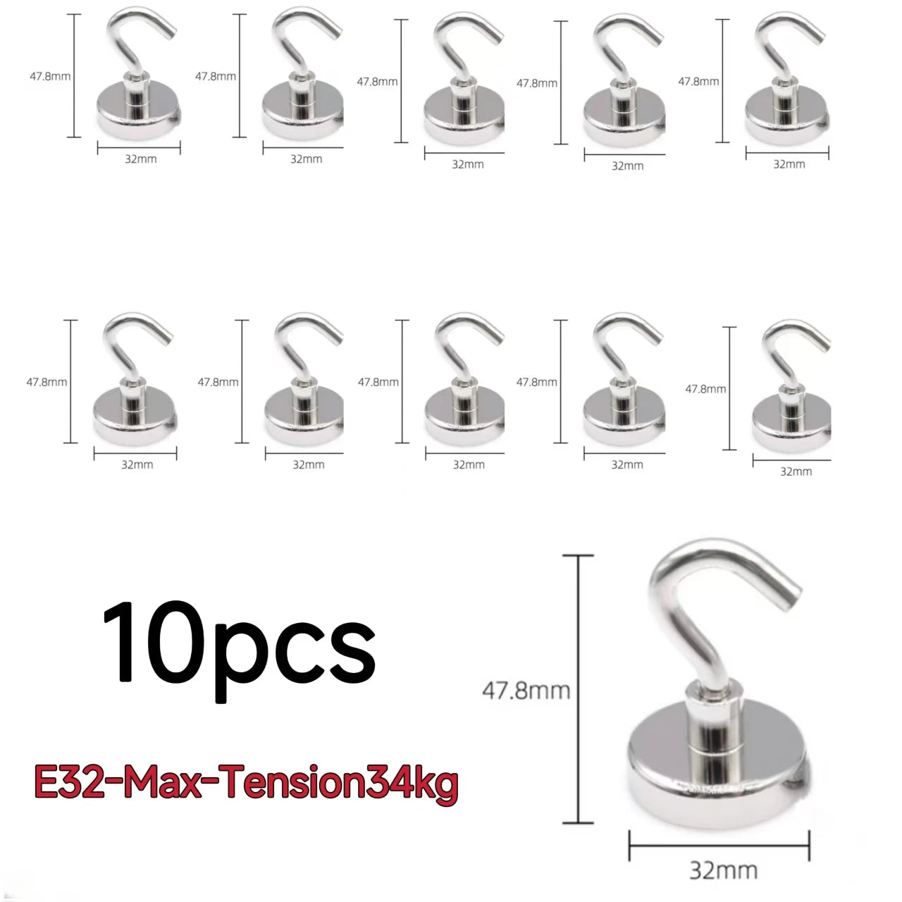 10PCS Strong Magnet Hooks Multi-Purpose Storage Hooks Home Kitchen Bar Key Universal Hooks Bathroom Hangers