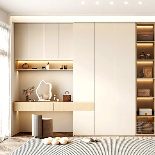 Whole house custom overall furniture design solid wood wardrobe TV cabinet dining side cabinet tatami