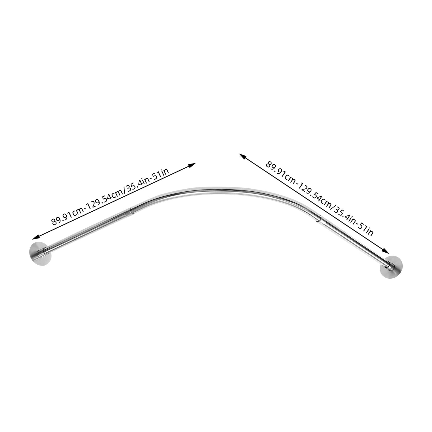 Shower Curtain Rail, Adjustable Shower Curtain Angle Rod, Shower Rod for Bathroom Bathtub