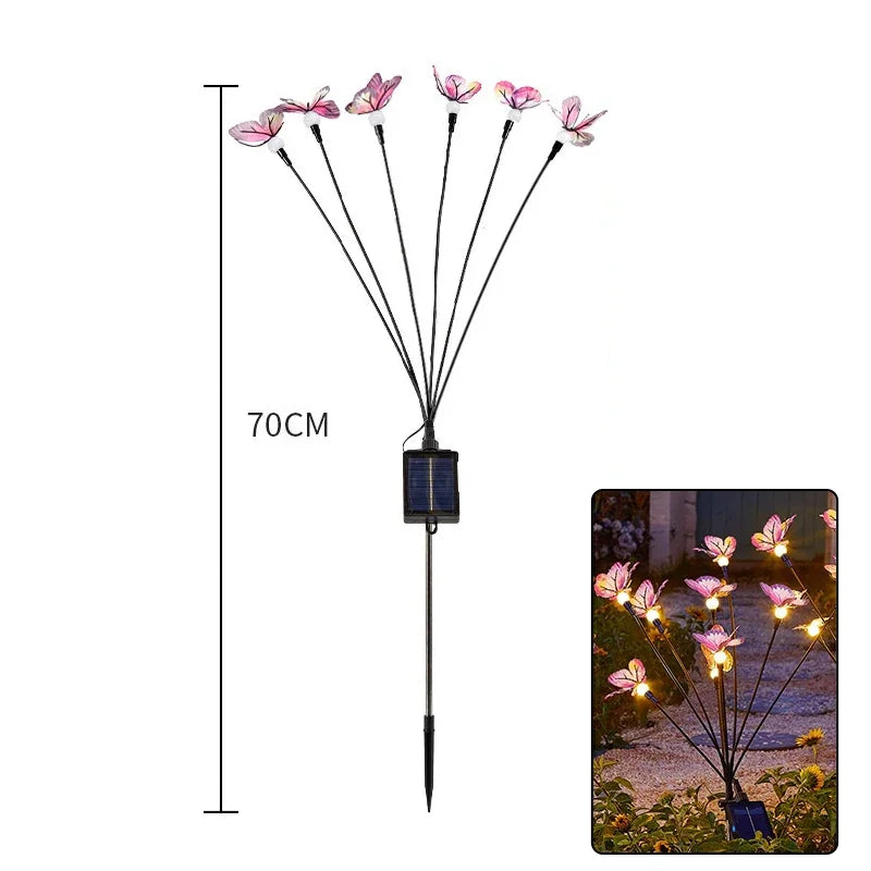 Solar Butterfly LED Fairy Lights Outdoor Waterproof Firefly String Lights For Garden Lawn Yard Decor Wedding Party Warm White