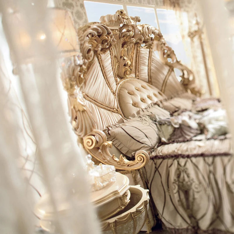 European Luxury Double Bed Carving Court Queen Lounge Bedroom Bed Design Aesthetics Comfortable Wedding Muebles Home Furniture