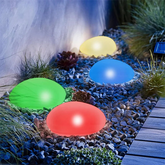 Solar Garden Stone Lights Outdoor, RGB Solar Spot Lights Outdoor IP65 Waterproof Solar Garden Lights for Outside Paths, Sidewalk