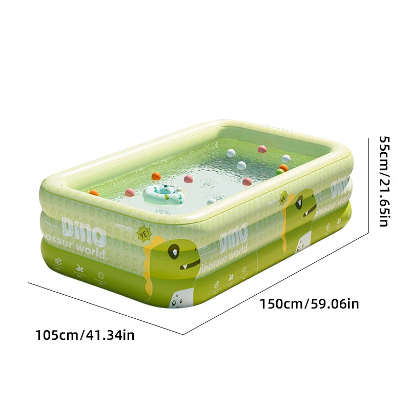 1.8/2.1/2.6M Large Dinosaur Inflatable Swimming Pool Kids Toys PVC Household Outdoor Family Thickened Water Game Garden Pool