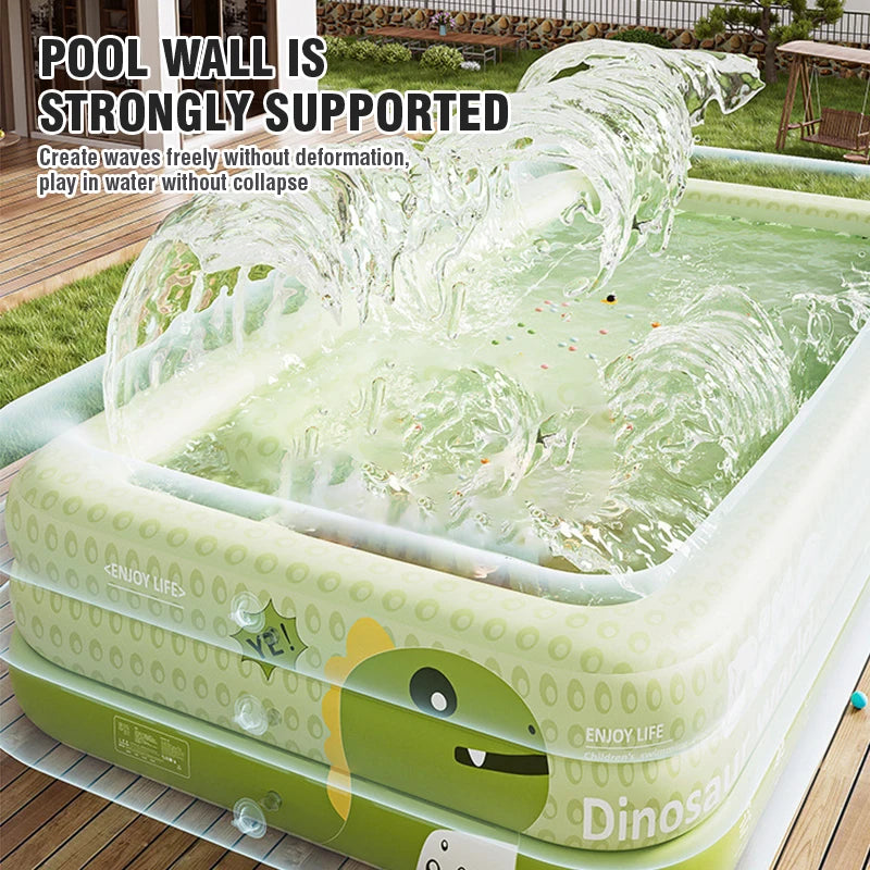 1.8/2.1/2.6M Large Dinosaur Inflatable Swimming Pool Kids Toys PVC Household Outdoor Family Thickened Water Game Garden Pool