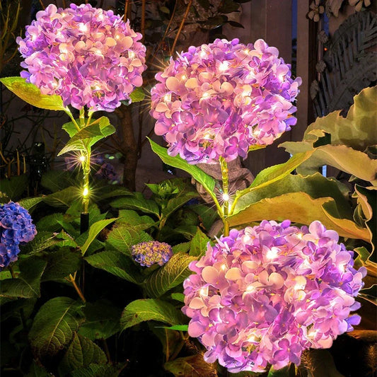 Solar Garden Lights Outdoor Waterproof LED Hydrangea Flower Light Villa Courtyard Decoration Lawn Landscape Lighting Solar Lamp
