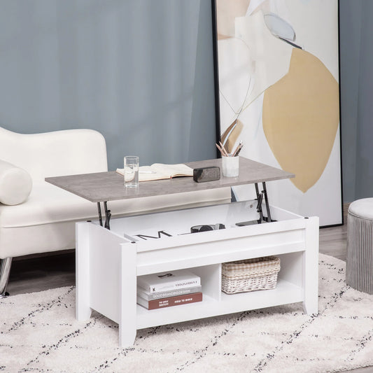 HOMCOM lifting coffee table with 2 compartments living room dining room 105x50x49 cm