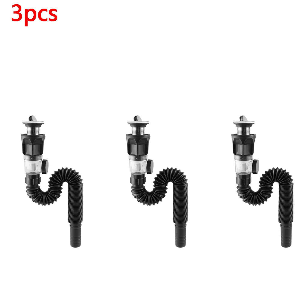 Stainless Steel Basin Odor Proof Drainage Pipe Set Drain Washbasin Sink Wall Drain Horizontal Drainage Pipe Kitchen Accessories