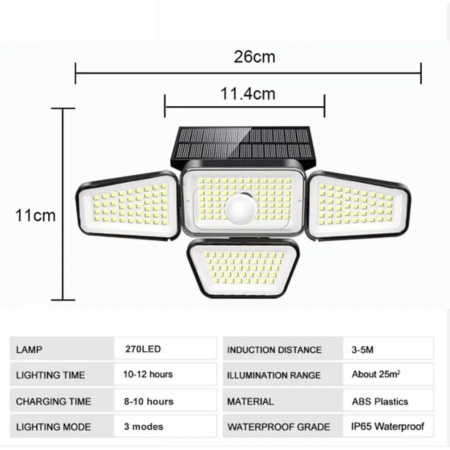 283/288LED Solar Powered Outdoor Light Motion Sensor with Remote Security Street Lamp Adjustable Waterproof Garage Garden Patio