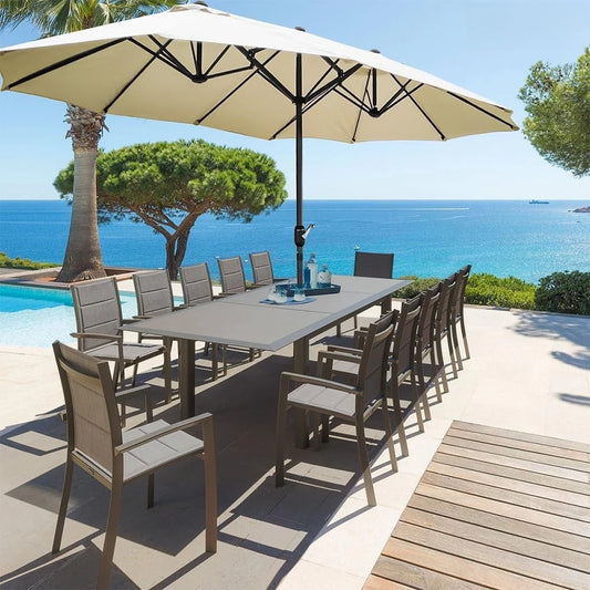 Double Sunshade with Hand Crank, Market Umbrella, Garden Umbrella, Terrace Umbrella, 460 X 270 Cm, Parasol