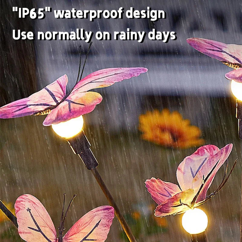 Solar Butterfly LED Fairy Lights Outdoor Waterproof Firefly String Lights For Garden Lawn Yard Decor Wedding Party Warm White
