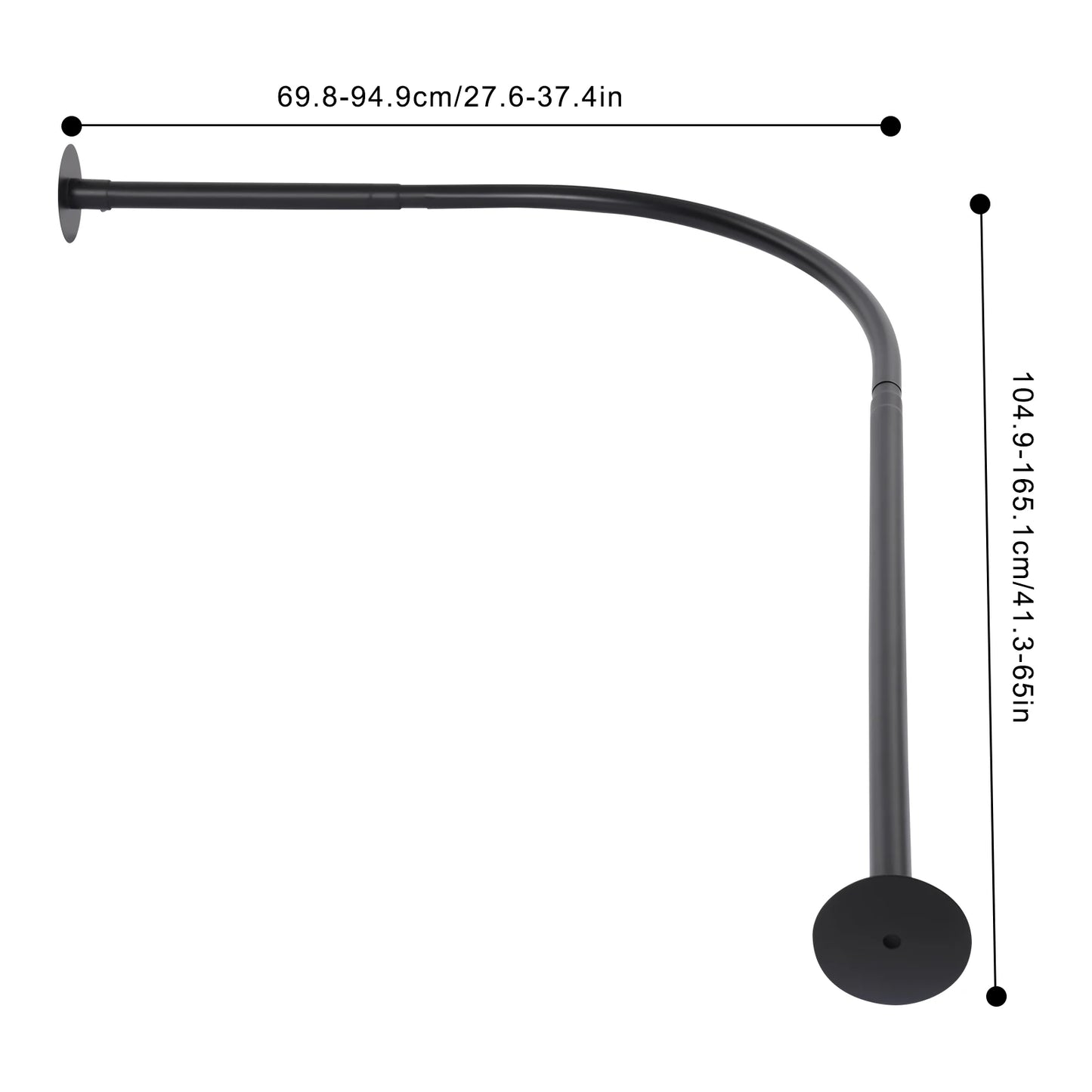 Shower Curtain Rail, Adjustable Shower Curtain Angle Rod, Shower Rod for Bathroom Bathtub