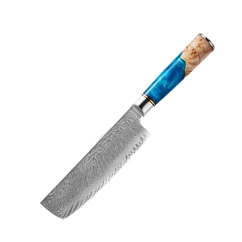 Kitchen Knives-Set Damascus Steel VG10 Chef Knife Cleaver Paring Bread Knife Blue Resin Handle  set

Kochtöpfe,Topf Set. Küche
