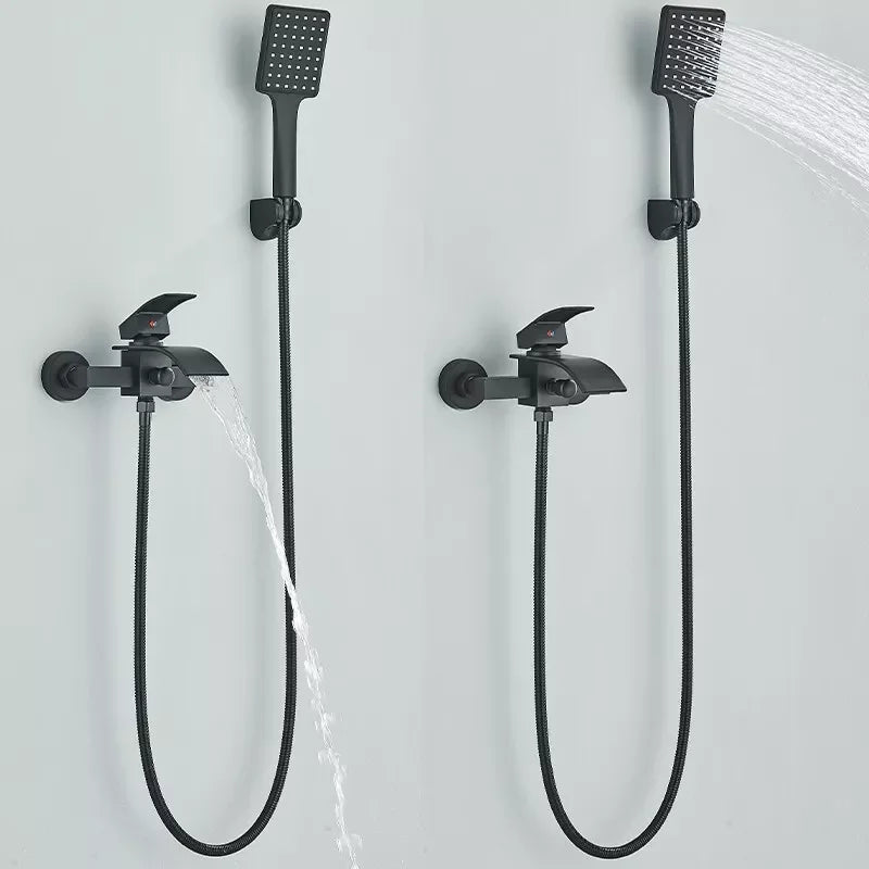 Matte Black Bathroom Faucet 2 Function Bathtub Facuet  Wall Mounting Cold and Hot Shower Faucet