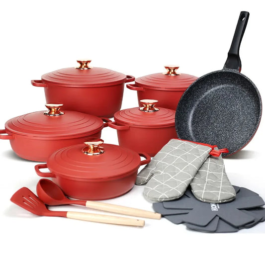 DONNOR Best Ceramic Non-Stick Frying Pan Cookware 18 Piece Set Scratch-Resistant Reusable with Lid and Spatula Dishwasher-Safe
Kochtöpfe,Topf Set