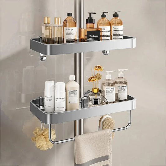 Aluminum Shower Shelf Shower Organiser Bathroom shelf Without Drilling Soap Shampoo Holder Shower Tray Bathroom Accessories