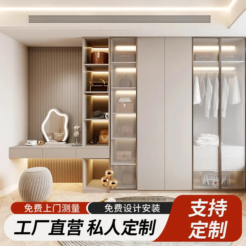 Whole house custom overall furniture design solid wood wardrobe TV cabinet dining side cabinet tatami