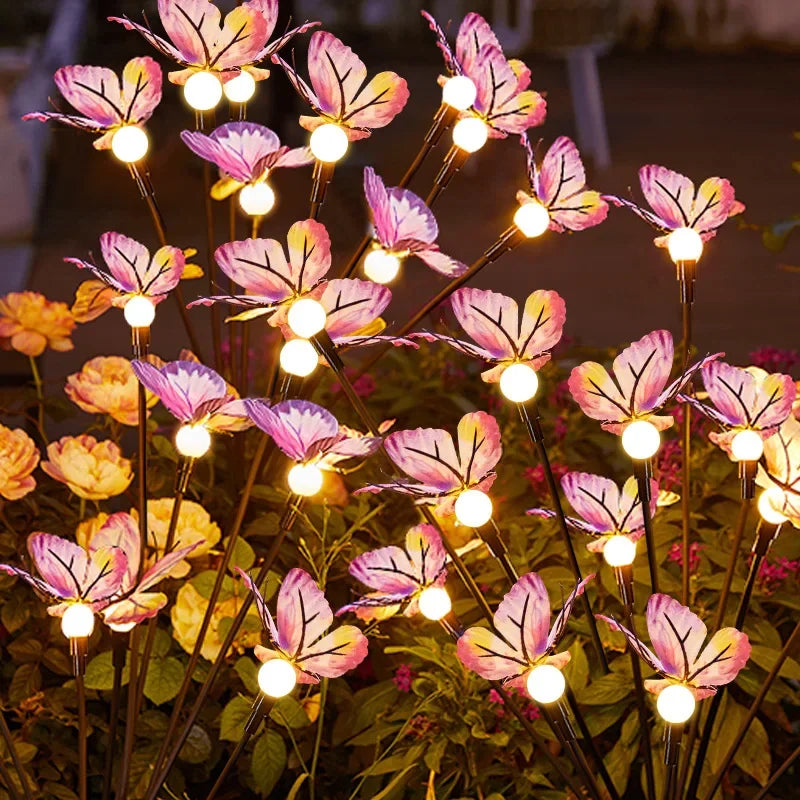Solar Butterfly LED Fairy Lights Outdoor Waterproof Firefly String Lights For Garden Lawn Yard Decor Wedding Party Warm White