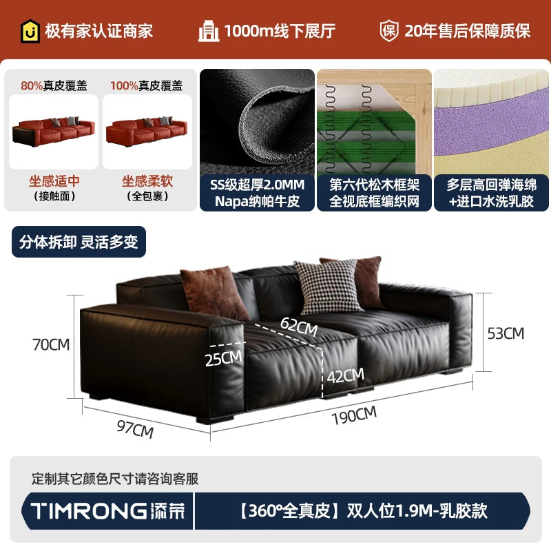 Family Italian Living Room Sofas Genuine Leather Sectional Apartment Relaxing Sofa Elegant Comfortable Muebles Home Furniture