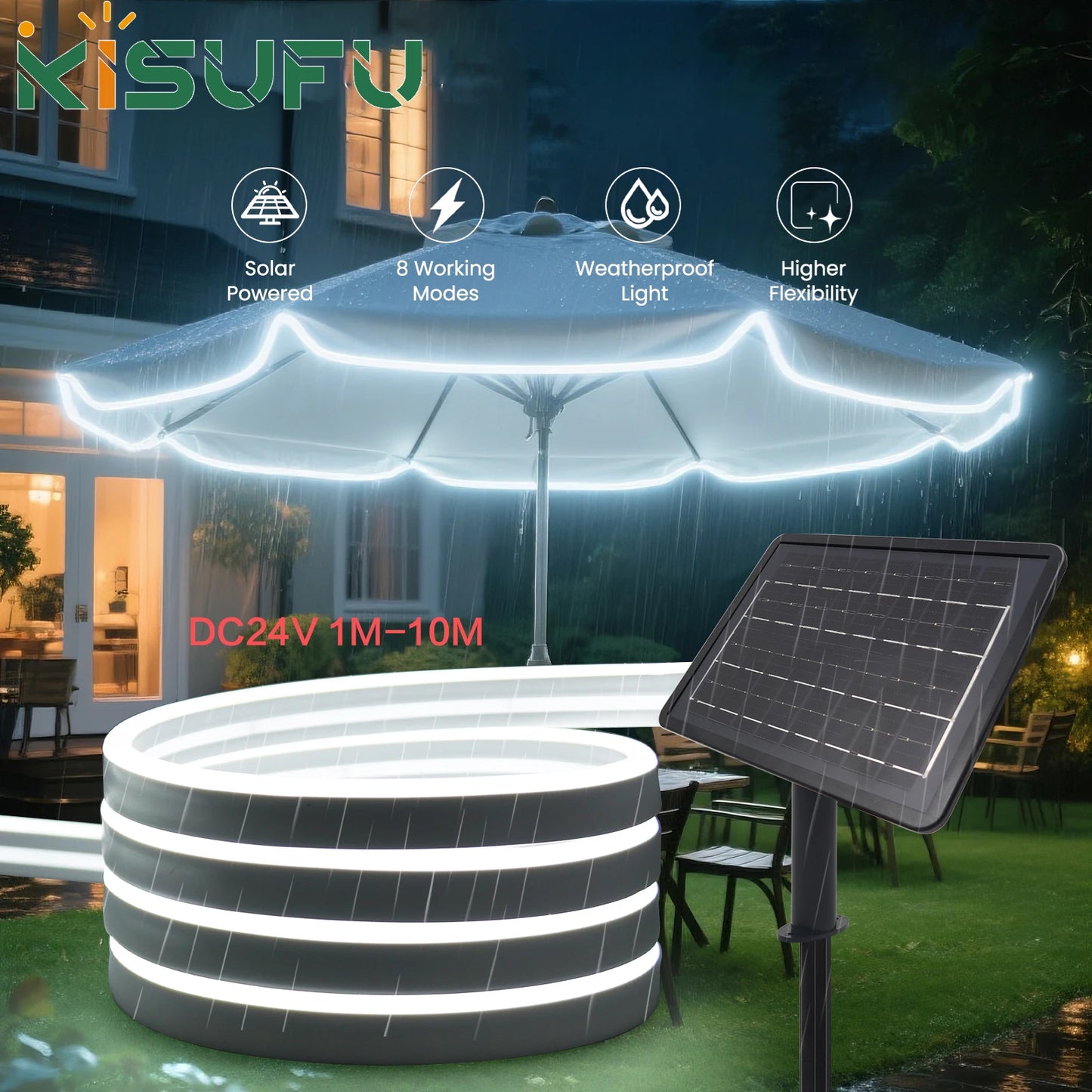 DC24V Solar/USB Powered COB Neon Strips Light Waterproof 120LEDS/M 6X12MM 3000K 6000K Home Garden Decor Flexible Neon Rope Light